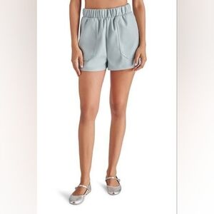 Steve Madden " Faux the Record " Faux Leather Slate Grey Shorts LARGE NEW